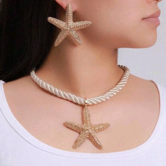 Starfish Jewelry Set | Boho Beach Summer Style | 14k Gold Plated - Picture 9 of 10